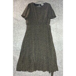 Baltic Born Dress Womens 1XL 18 Black Fit & Flare Maxi Pleated Floral Chiffon